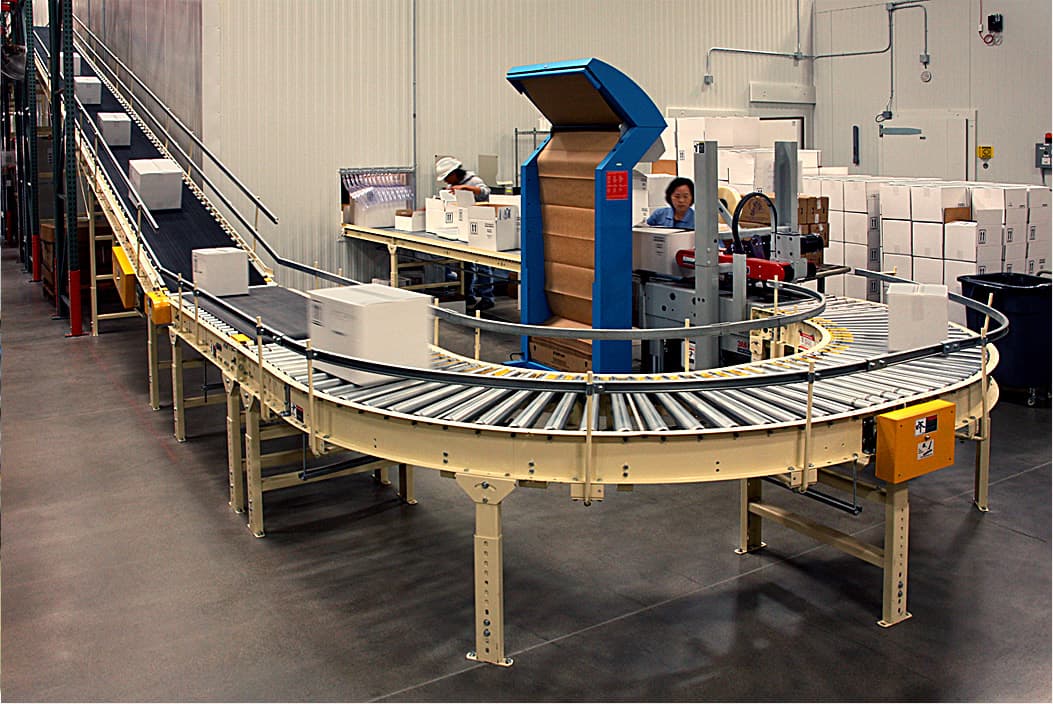 Modern food manufacturing facility with hygienic material handling systems