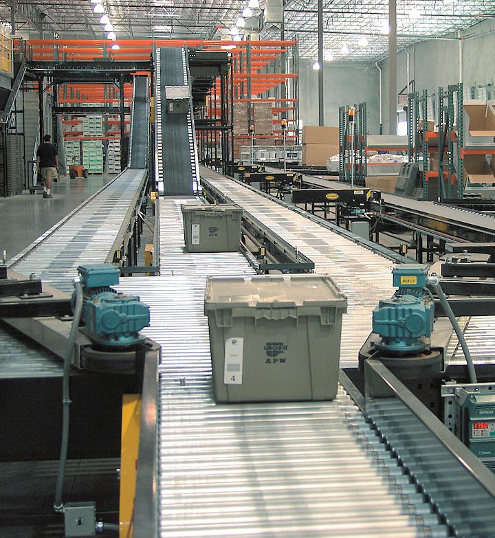 Auto parts distribution center conveyor